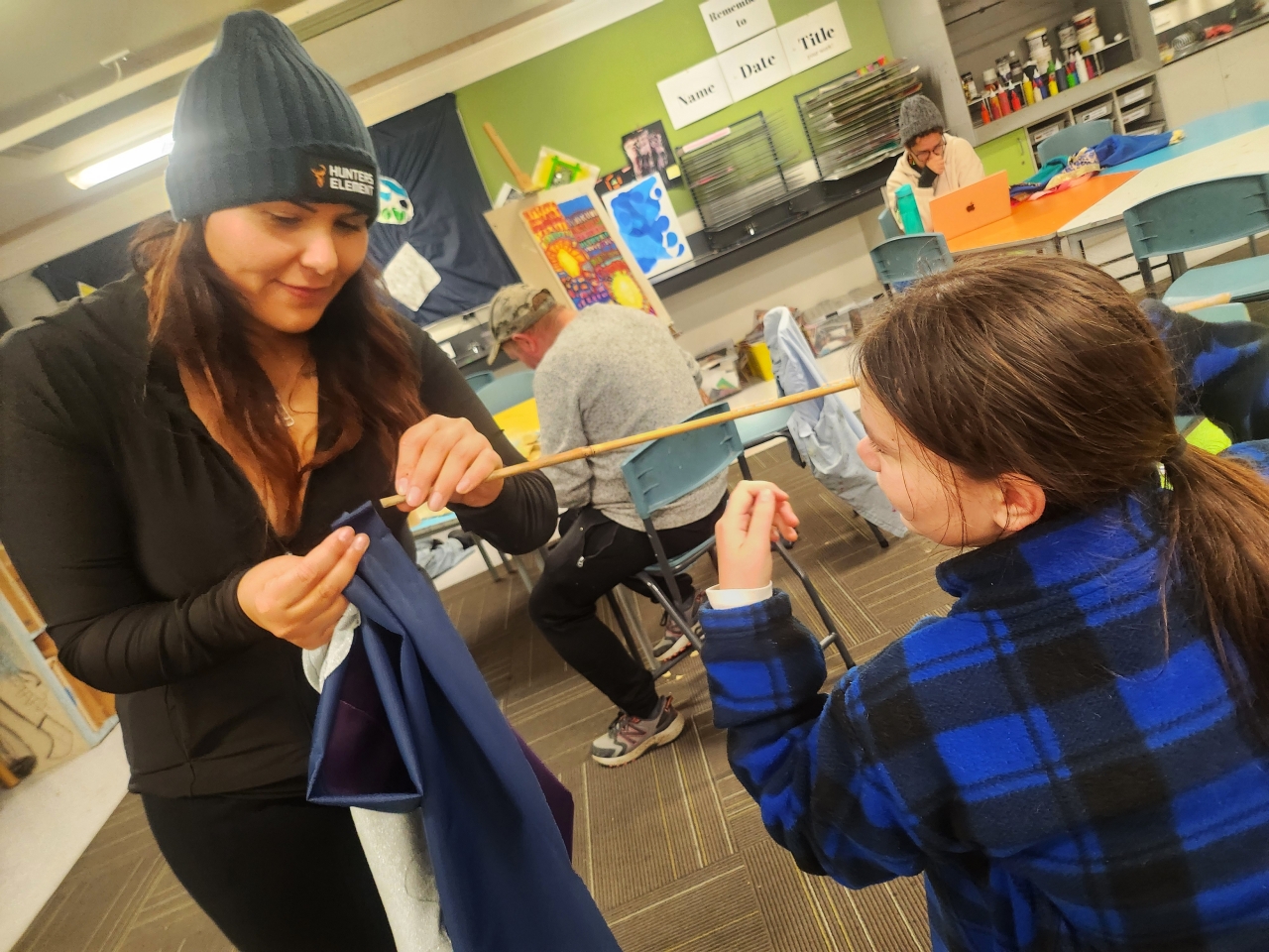 Mother and daughter working together